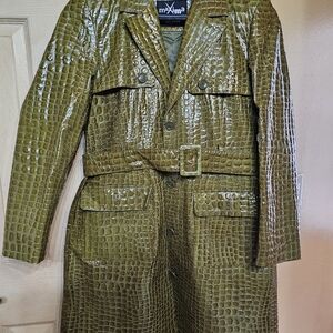 Leather pea coat snake skin